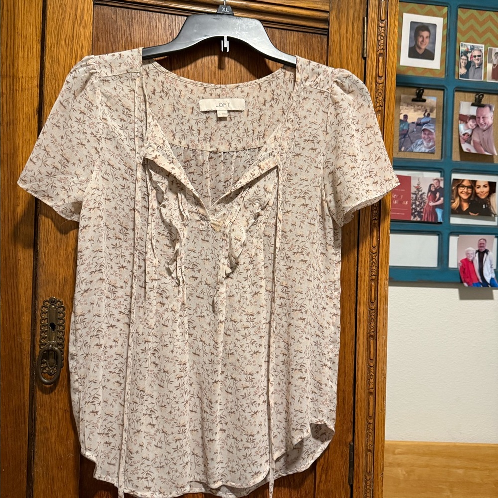 LOFT Beige Floral Blouse